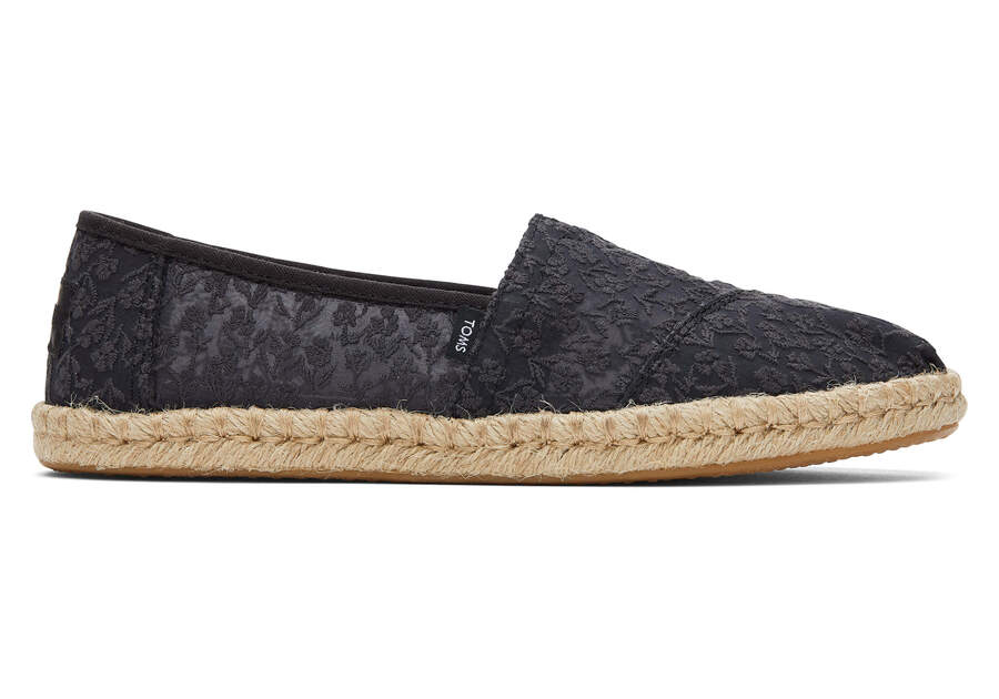 Black floral lace women's deconstructed alpargatas online