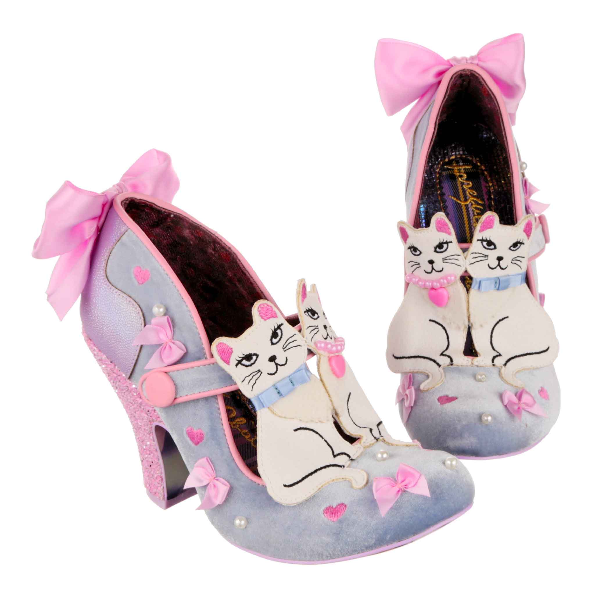 Irregular Choice Womens Kitty Bow High Heels - Silver