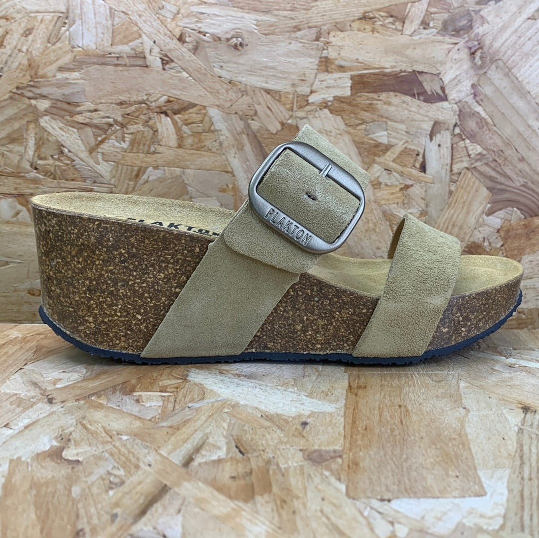 Plakton Alicante Hi Wedge Sandal Tan Leather