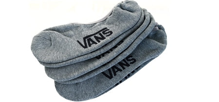 VANS Mens No Show Socks (3 Pack) - Grey - The Foot Factory