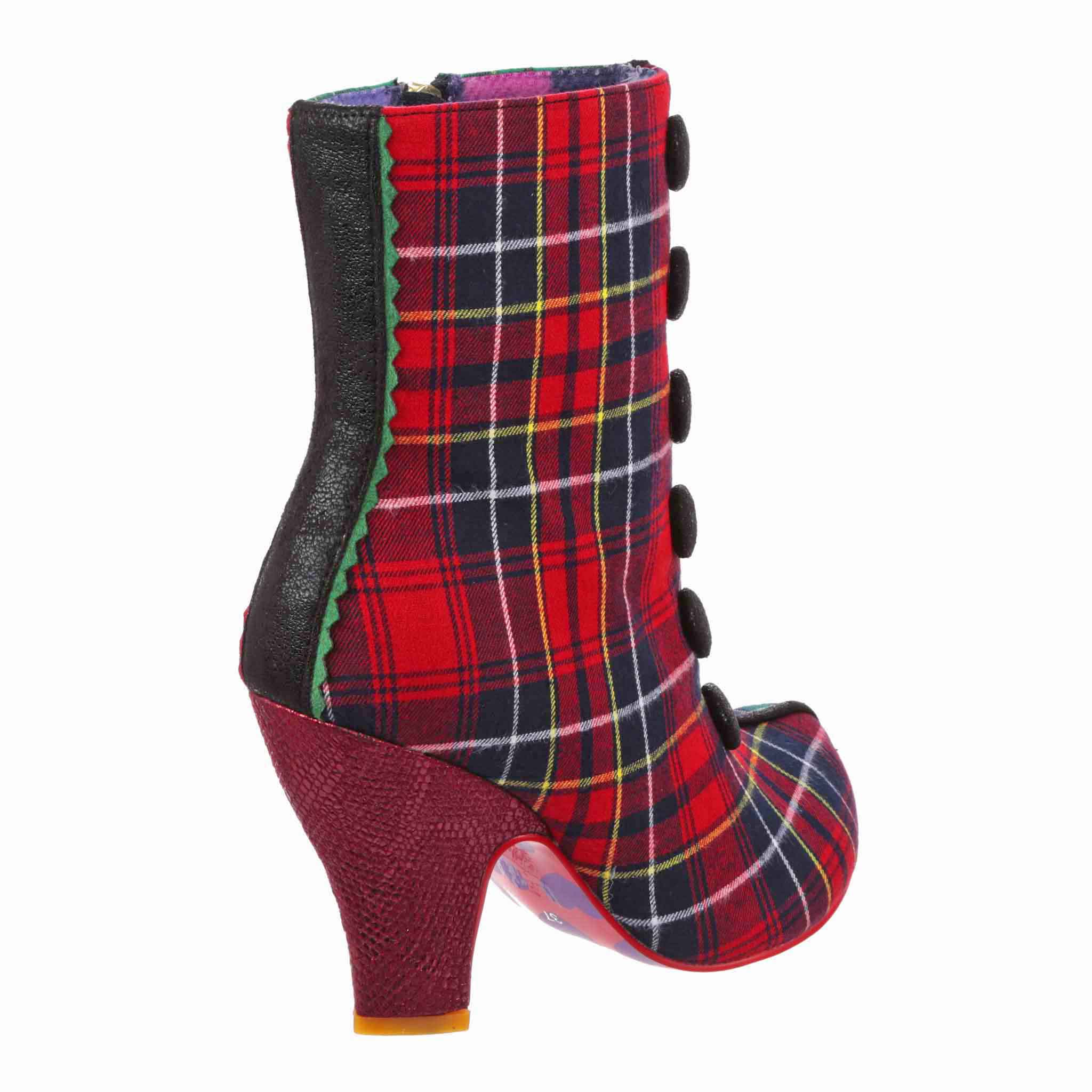 Irregular Choice Womens Cosy Drinks Ankle Boot - Green / Red