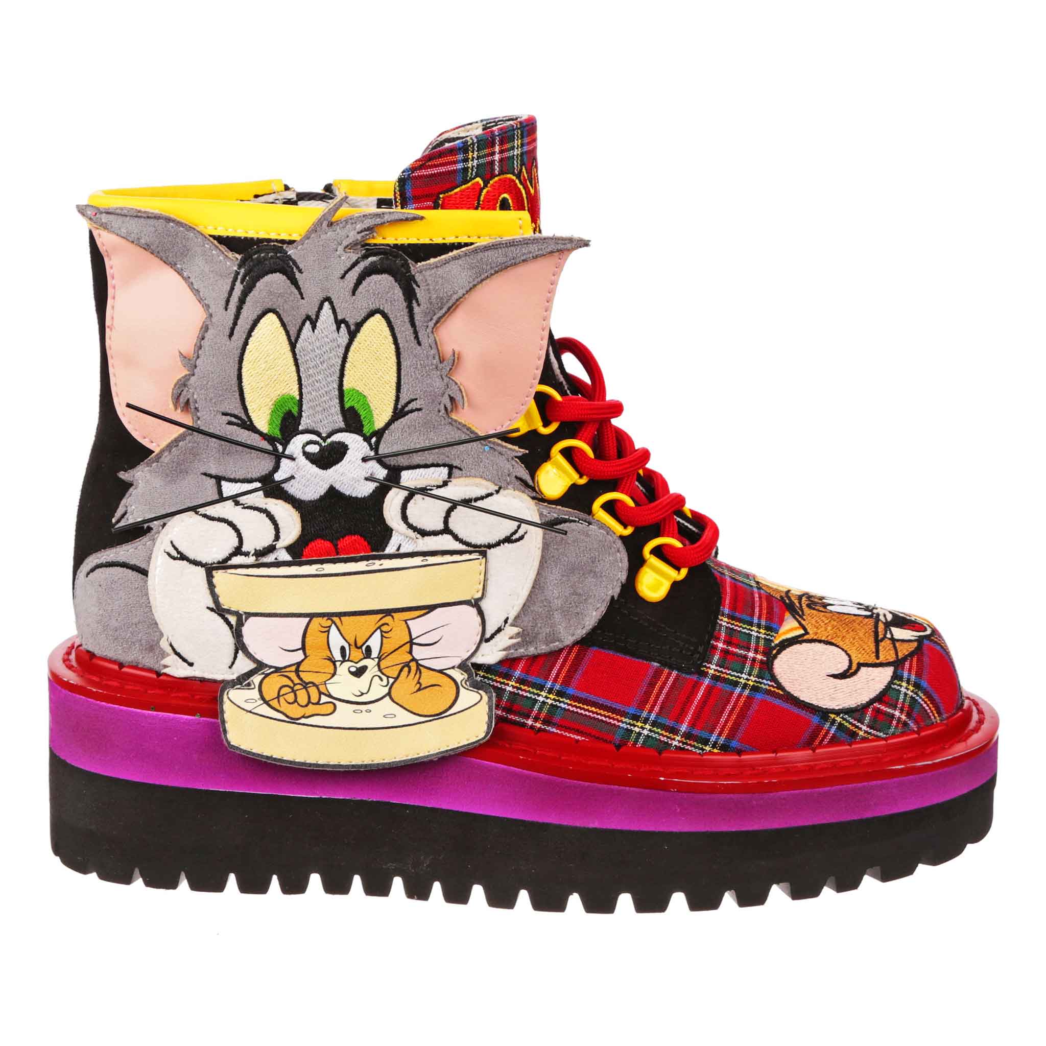 Irregular Choice Womens Tom & Jerry Mouse Sandwich Boots - The Foot Factory
