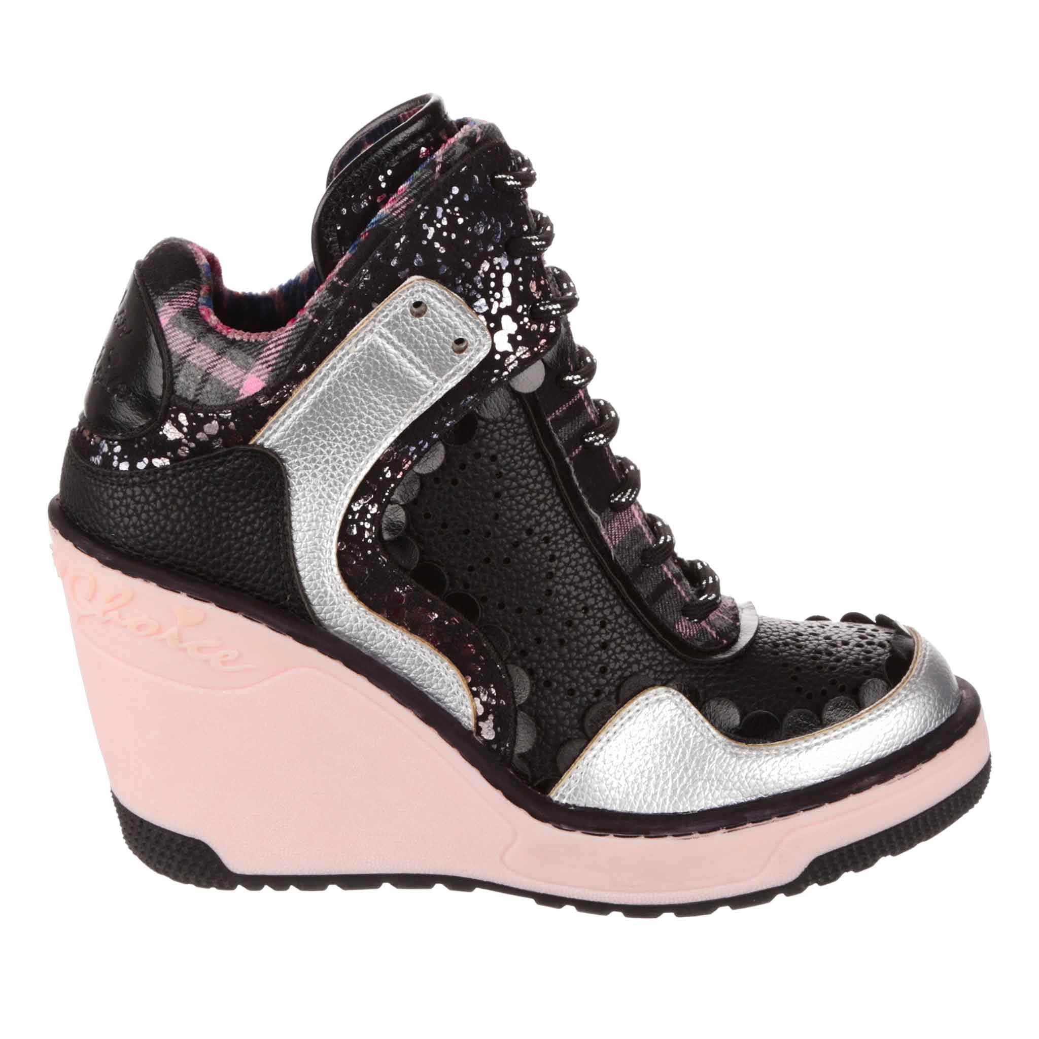 Irregular Choice Womens Home Run Wedge Trainer Black