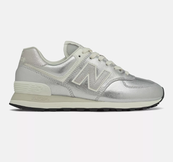 574 Classic New Balance 574 Metallic Silver New Balance Womens 574