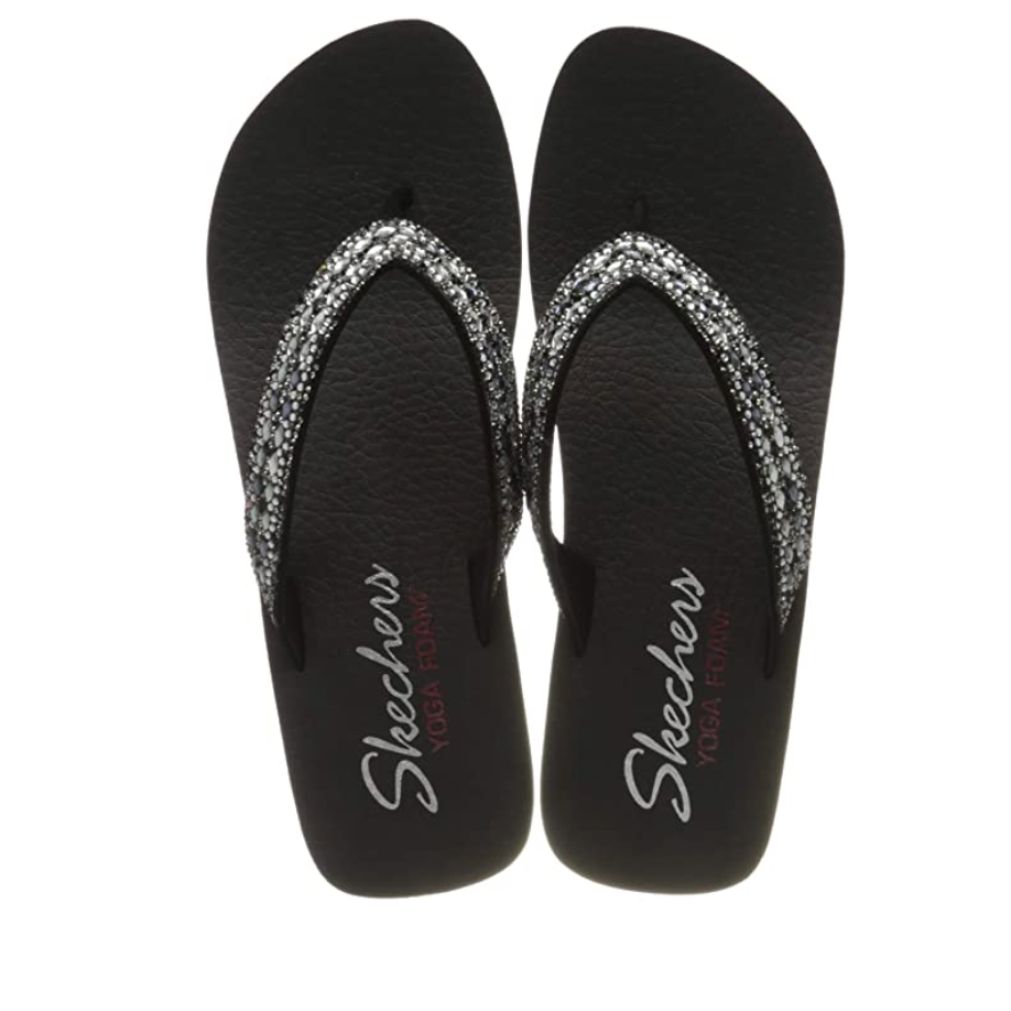 Skechers Womens Vinyasa Yoga Foam Flip Flops Black The Foot