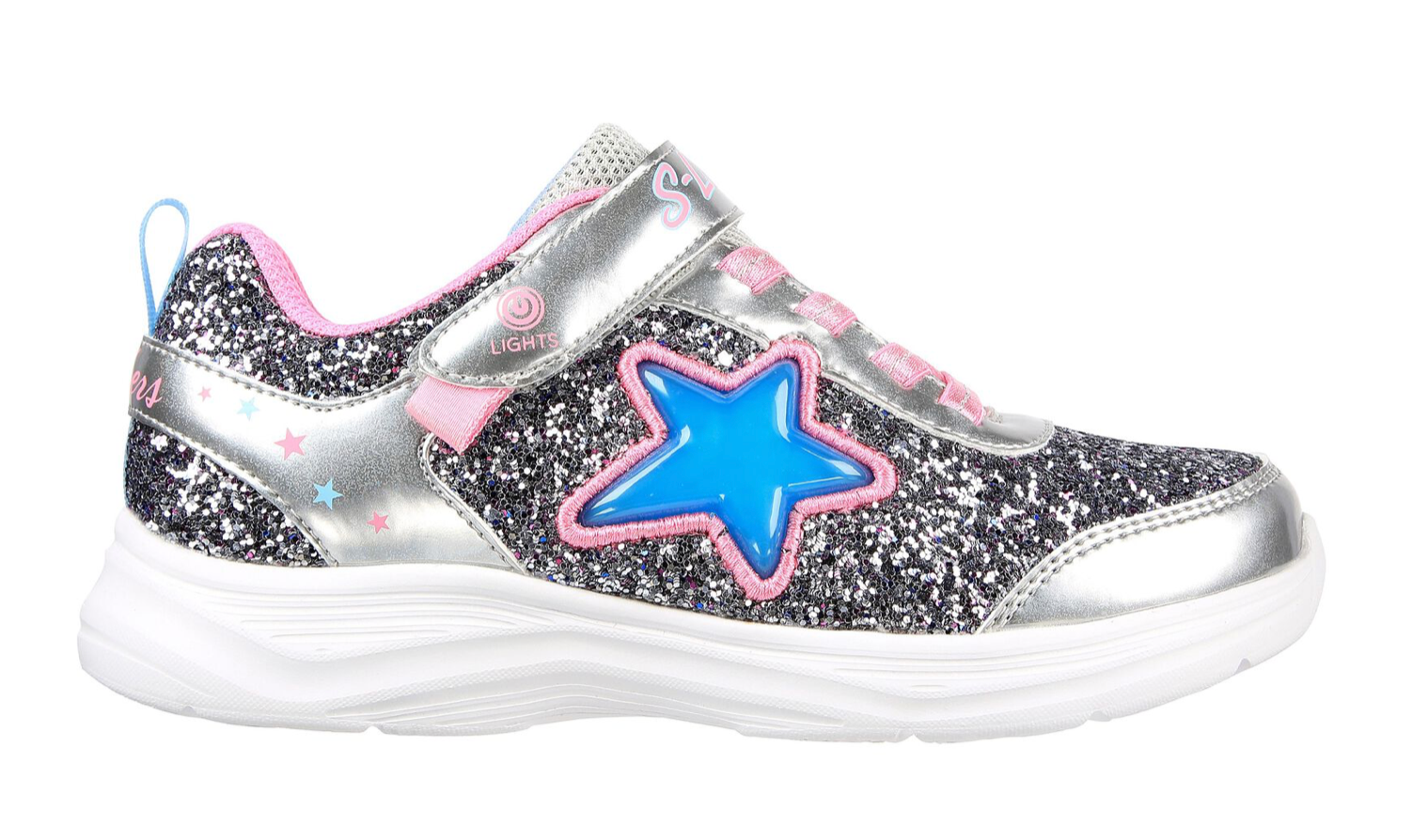 Skechers Kids S Lights Glimmer Kicks Starlet Shine Silver Pink