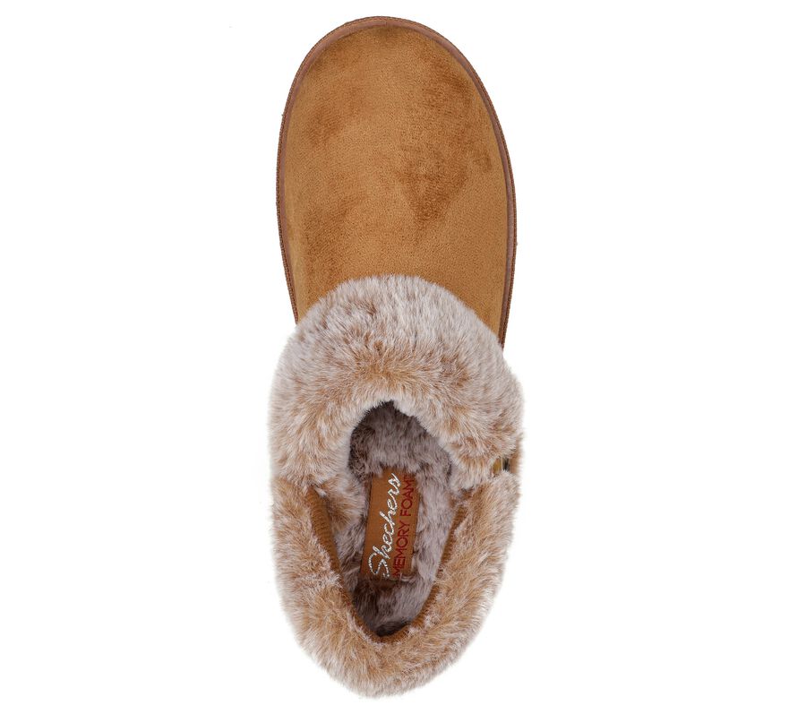 Skechers Womens Cozy Campfire Fresh Toast Vegan Slippers - Chestnut - The Foot Factory
