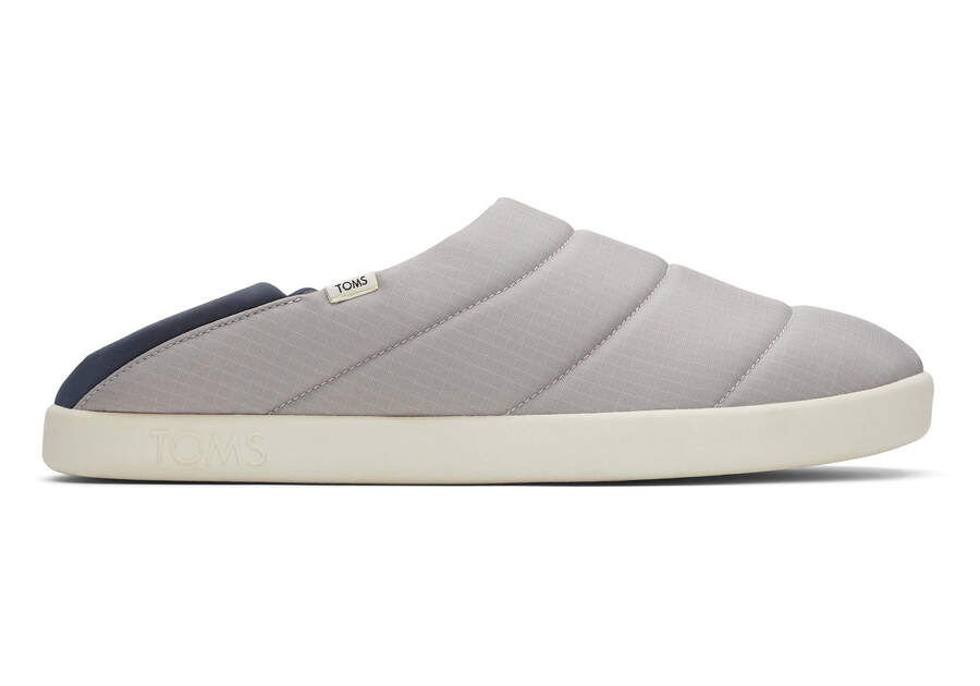 TOMS Mens Ezra Quilted Ripstop Slipper - Drizzle Grey