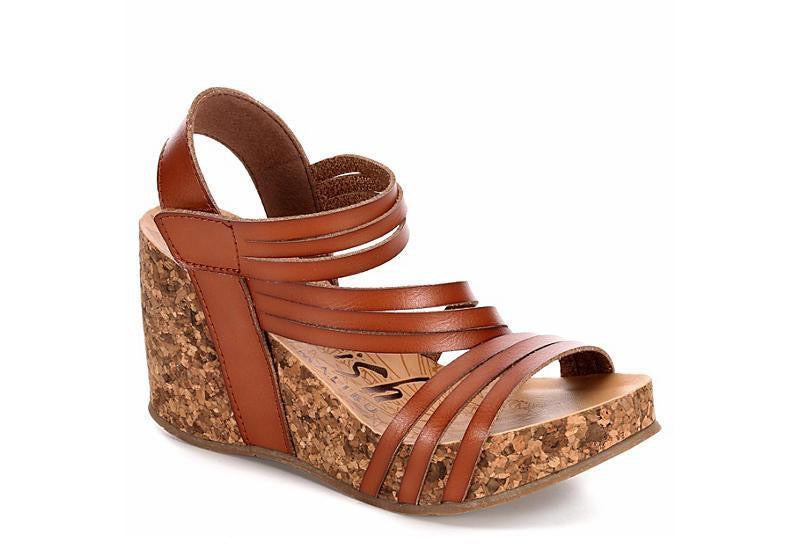 Blowfish Helm Sandal Faux Leather Cork Wedge - Main Image