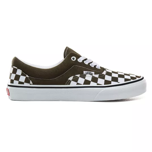 VANS Mens Era Checkerboard Trainer Green The Foot Factory