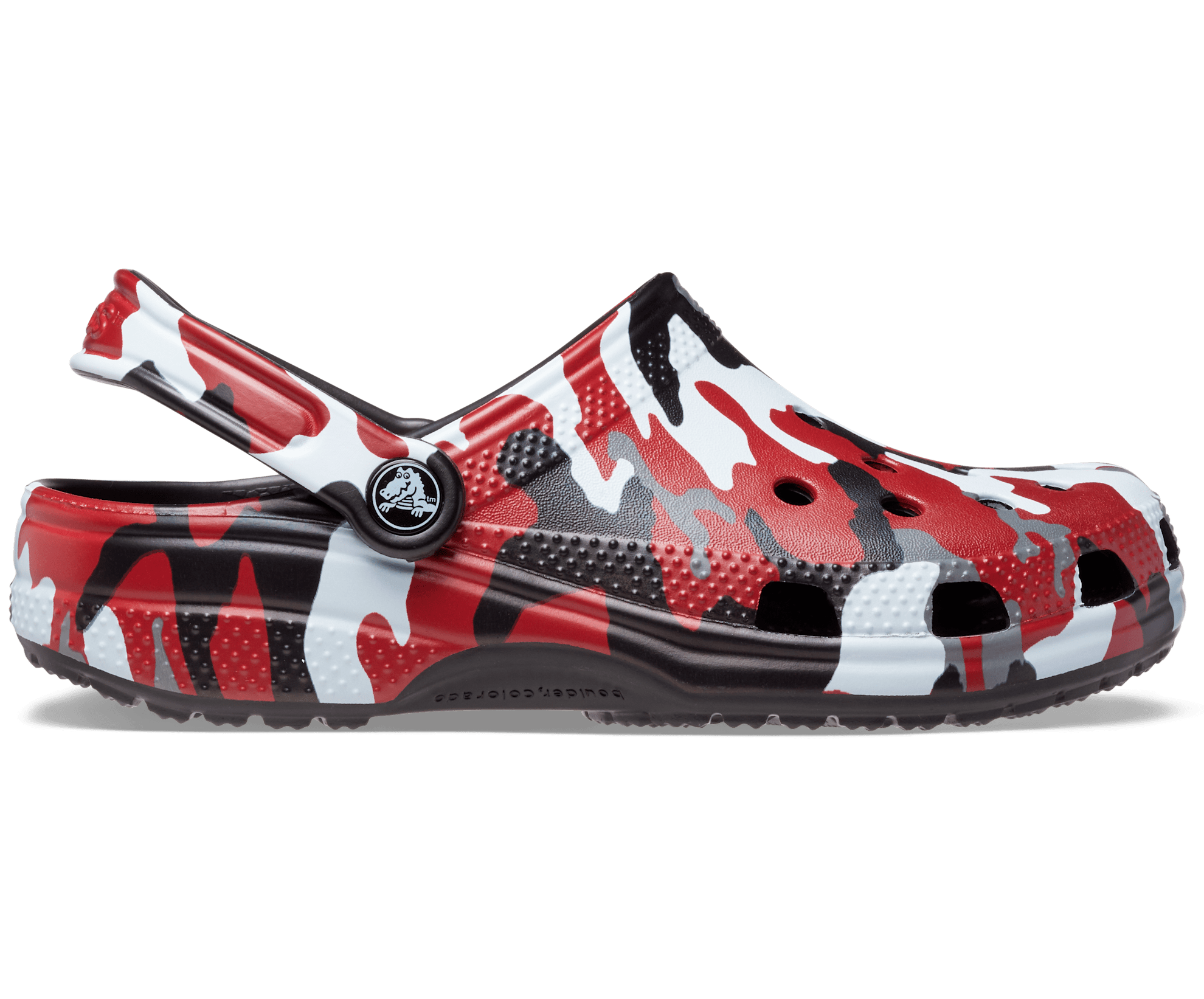 Red black discount crocs