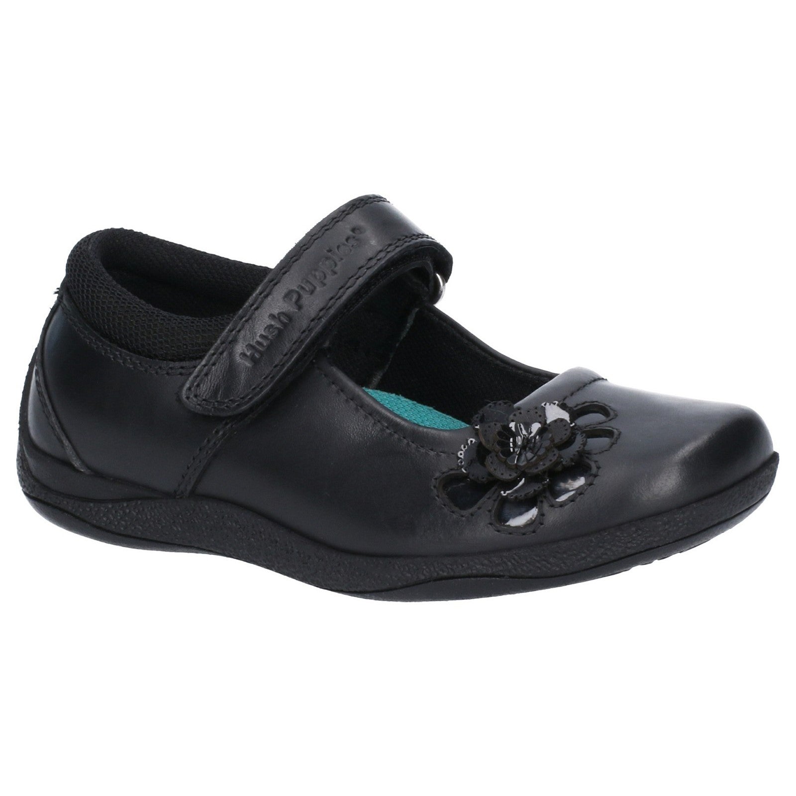 Hush Puppies Girls Jessica Leather School Shoe - Black