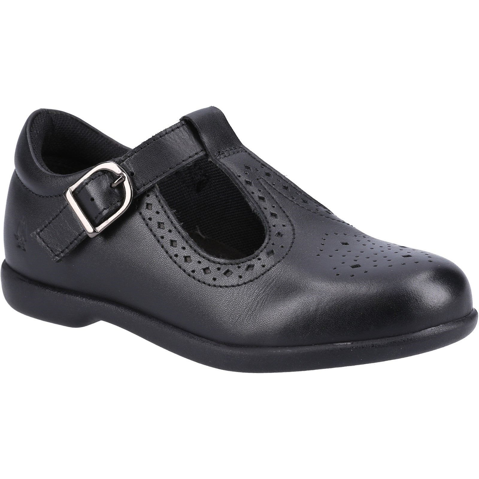 Hush Puppies Girls Britney Leather School Shoes - Black