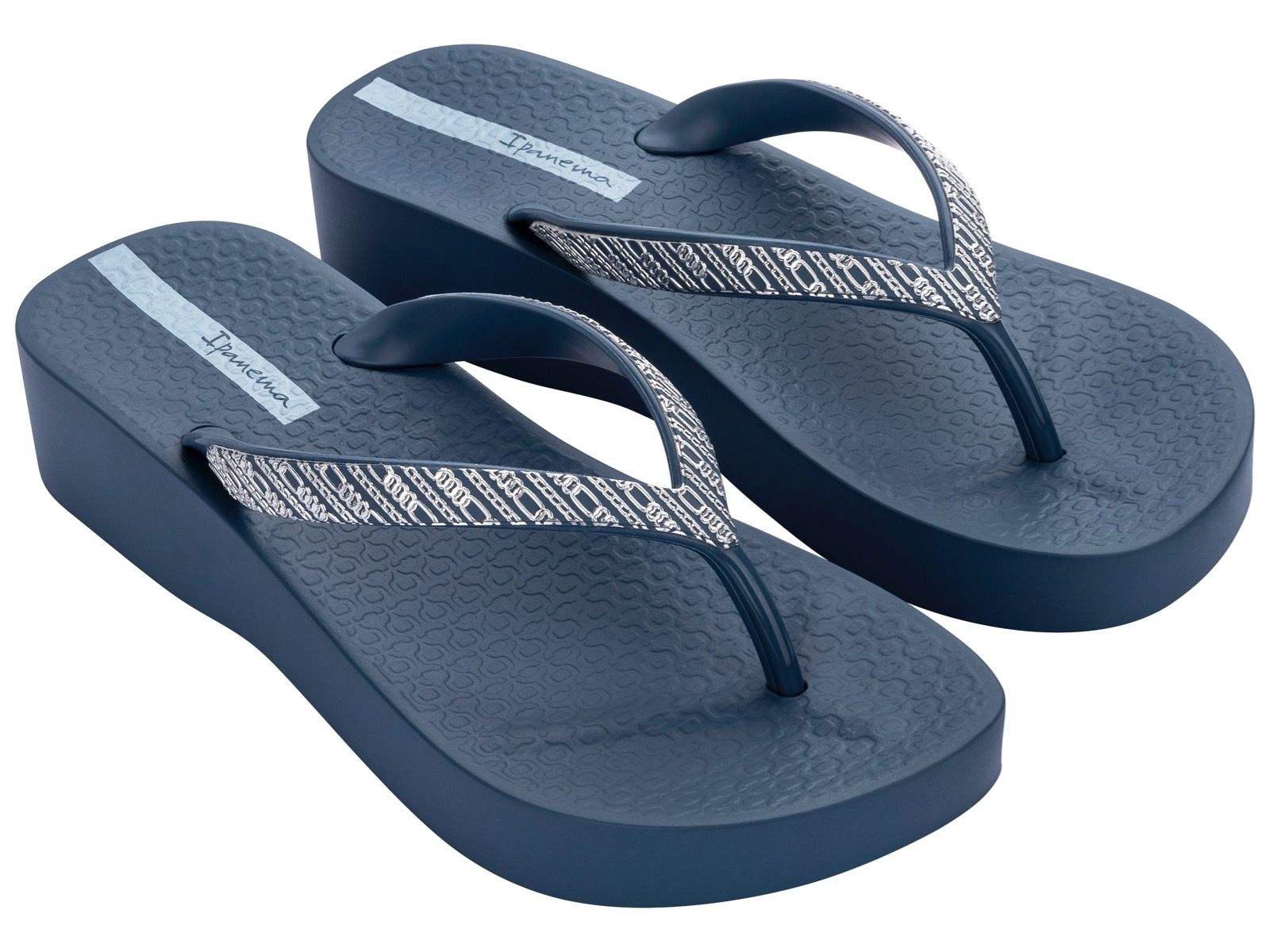 Ipanema Womens Mesh Wedge Links Sandals Blue The Foot Factory