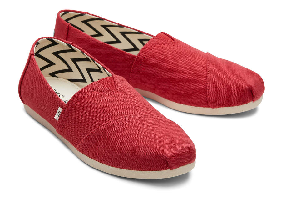 TOMS Womens Alpargata Recycled Cotton Espadrille - Red