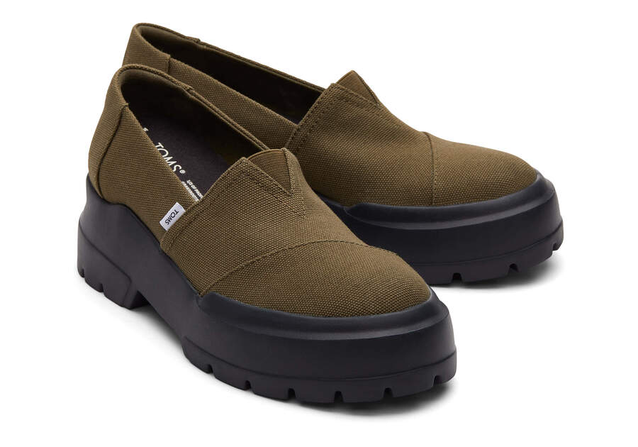 TOMS Womens Combat Low Shoe - Olive Green