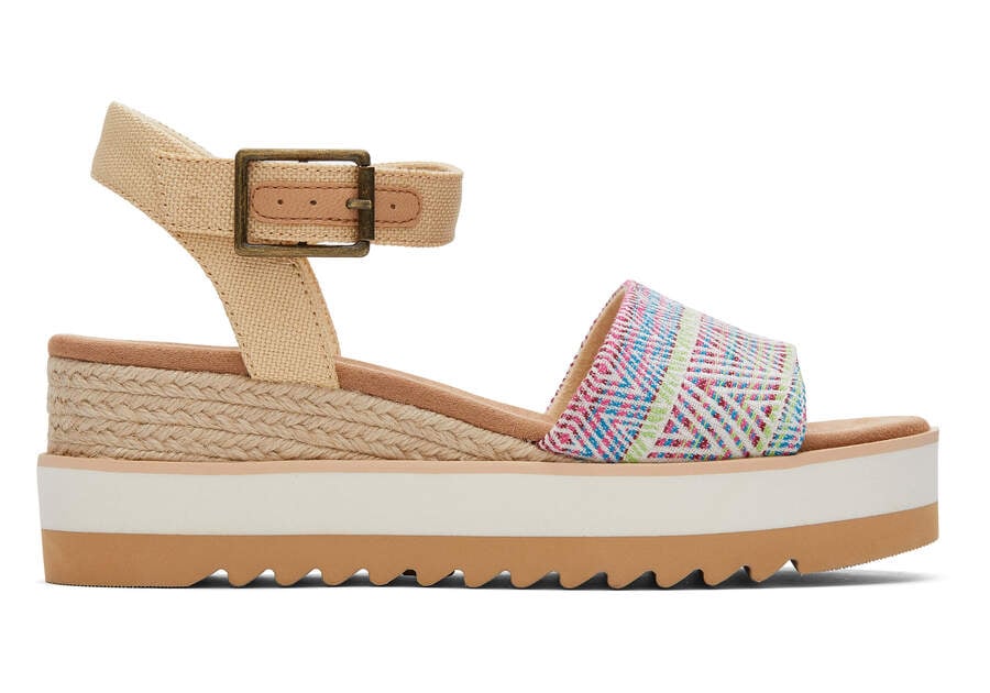 TOMS Womens Diana Global Woven Wedge Sandal - Natural