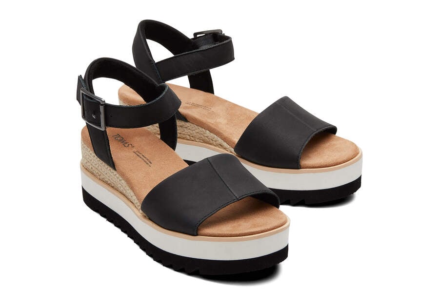 TOMS Womens Diana Leather Sandal - Black