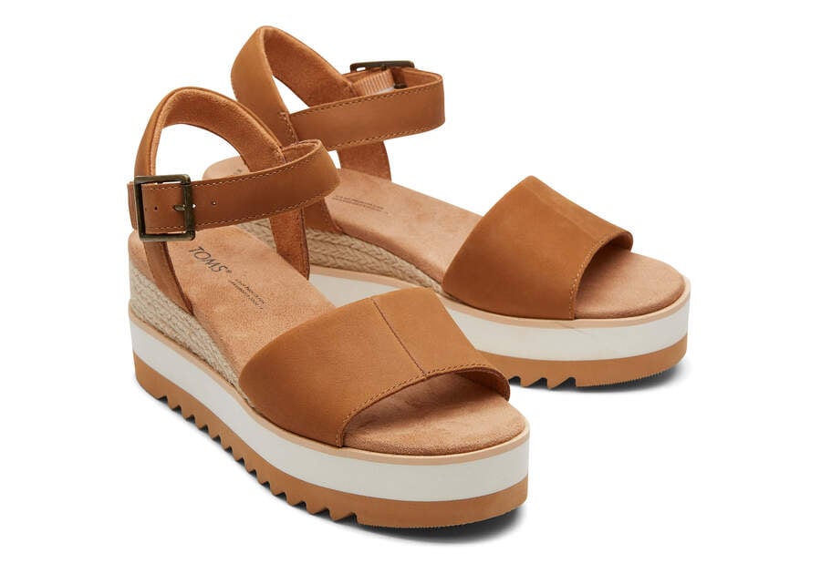 TOMS Womens Diana Leather Sandal - Tan