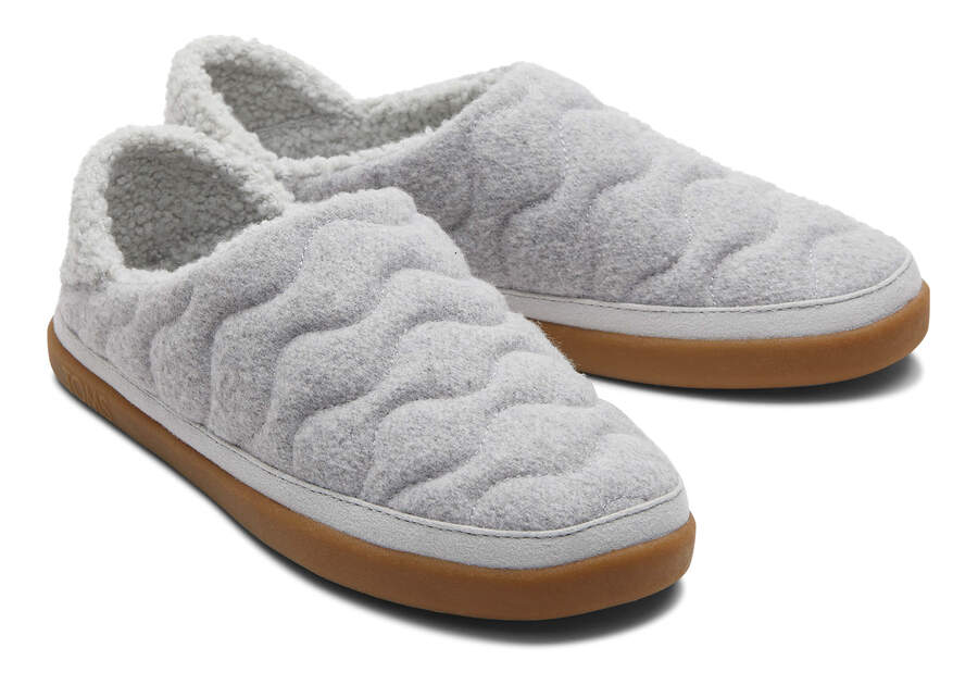 TOMS Womens Ezra Quilted Slippers - Raindrop Grey