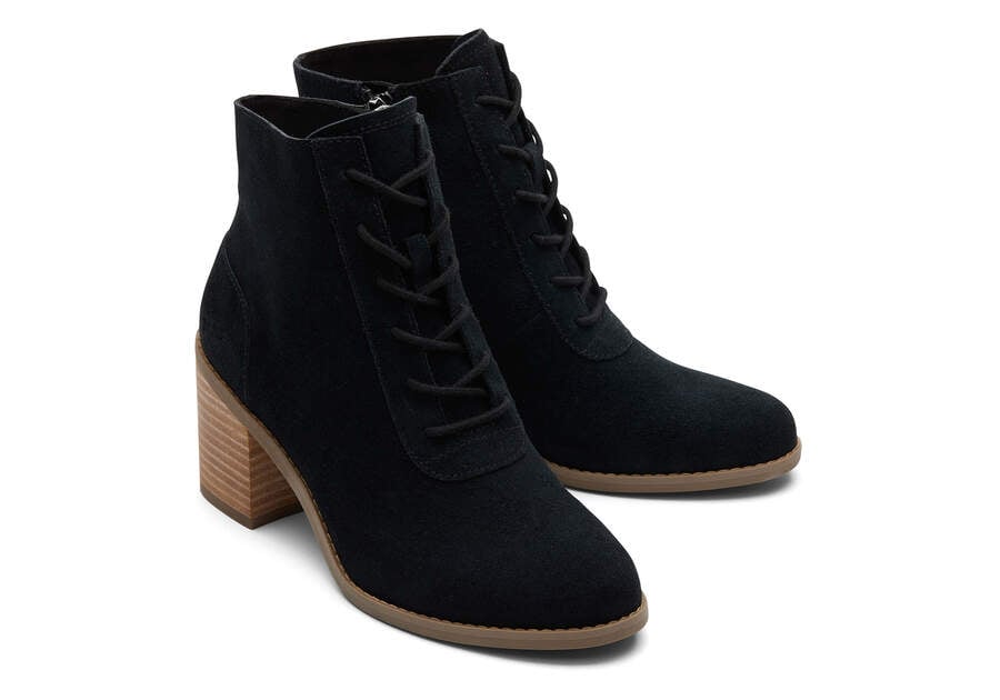 TOMS Womens Evelyn Lace Up Ankle Boot - Black