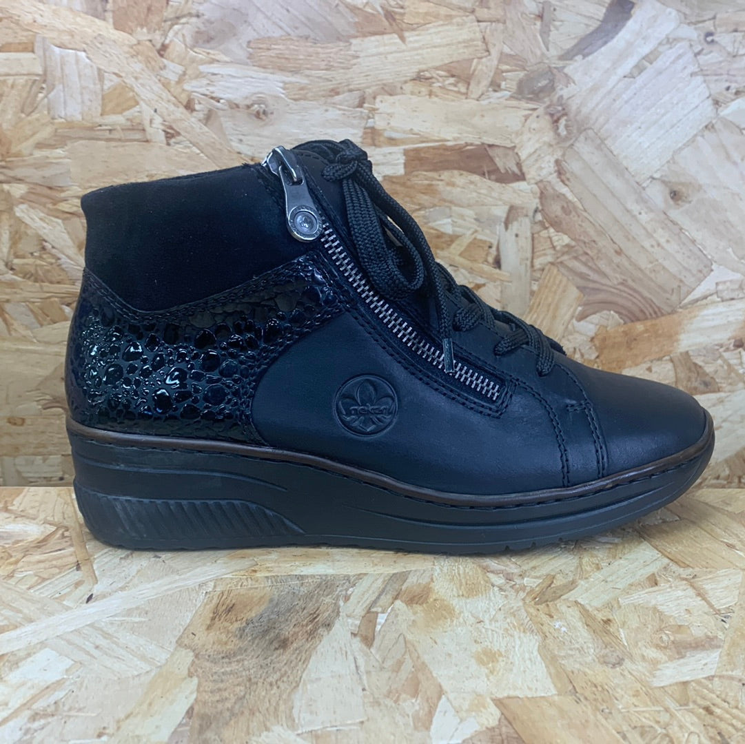 Rieker Womens Fleece Lined Leather Ankle Boot - Black
