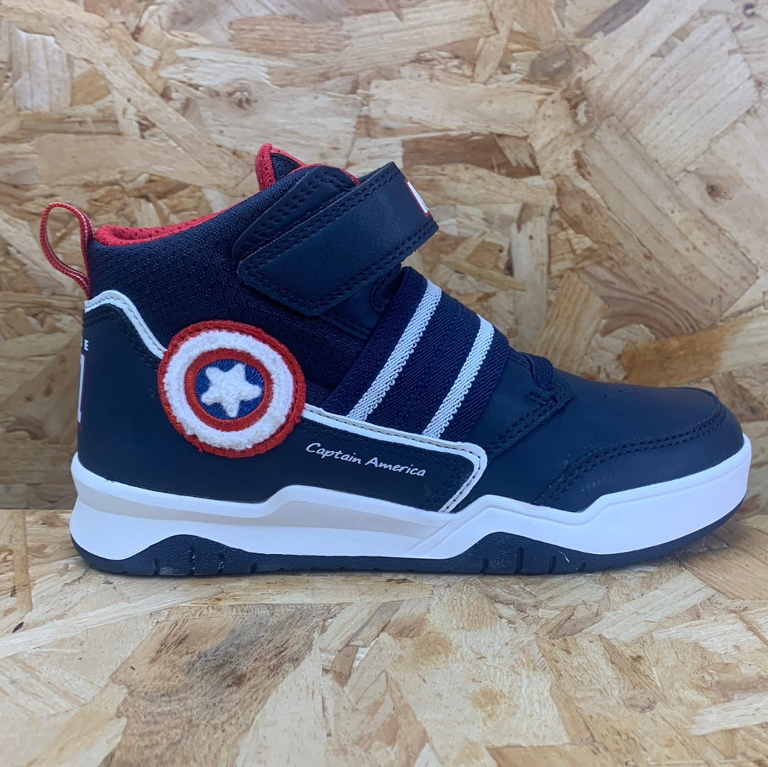 Geox Kids Marvel Captain America High Top Trainers - Navy / Red