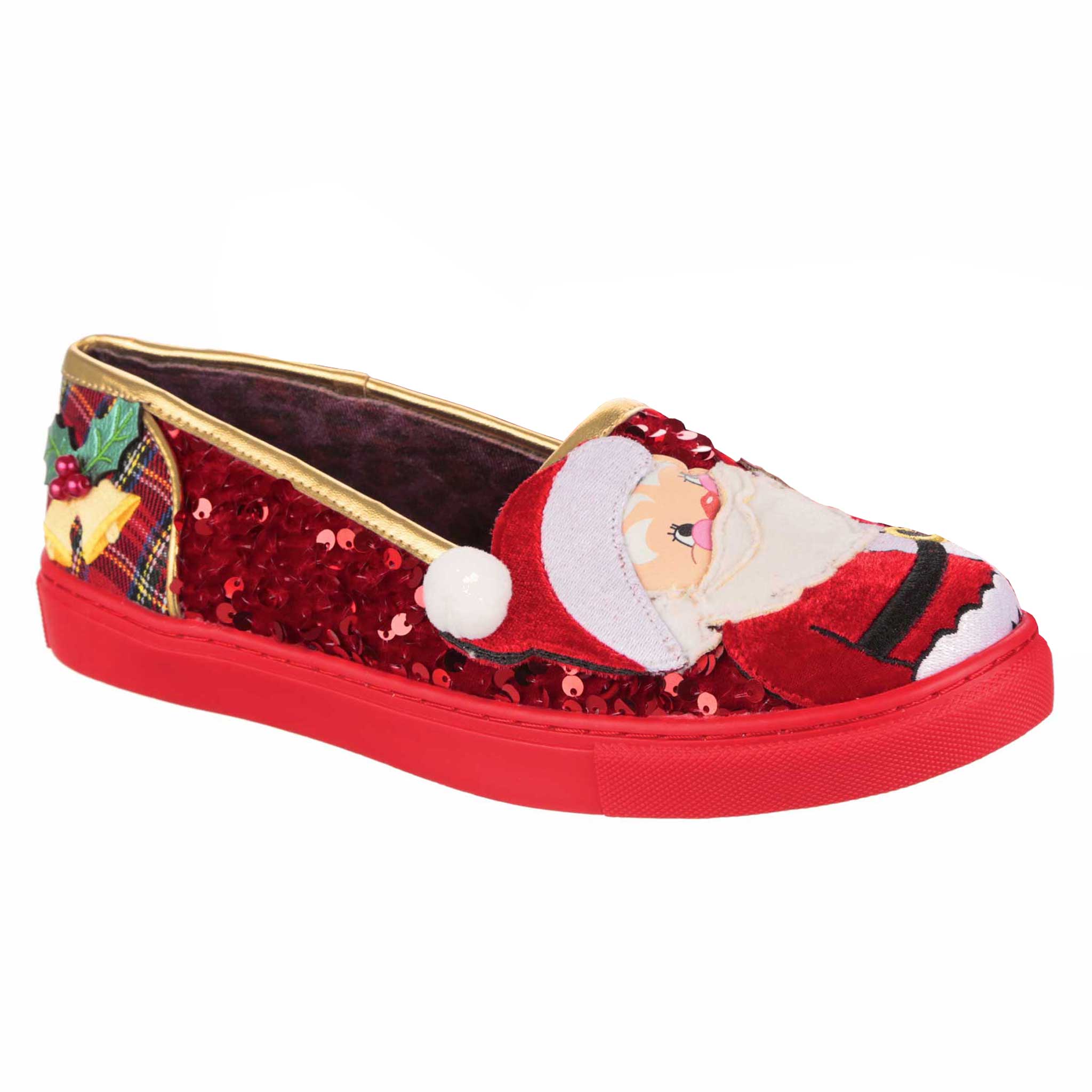 Irregular Choice Womens Sparkly Claus Trainers - Red