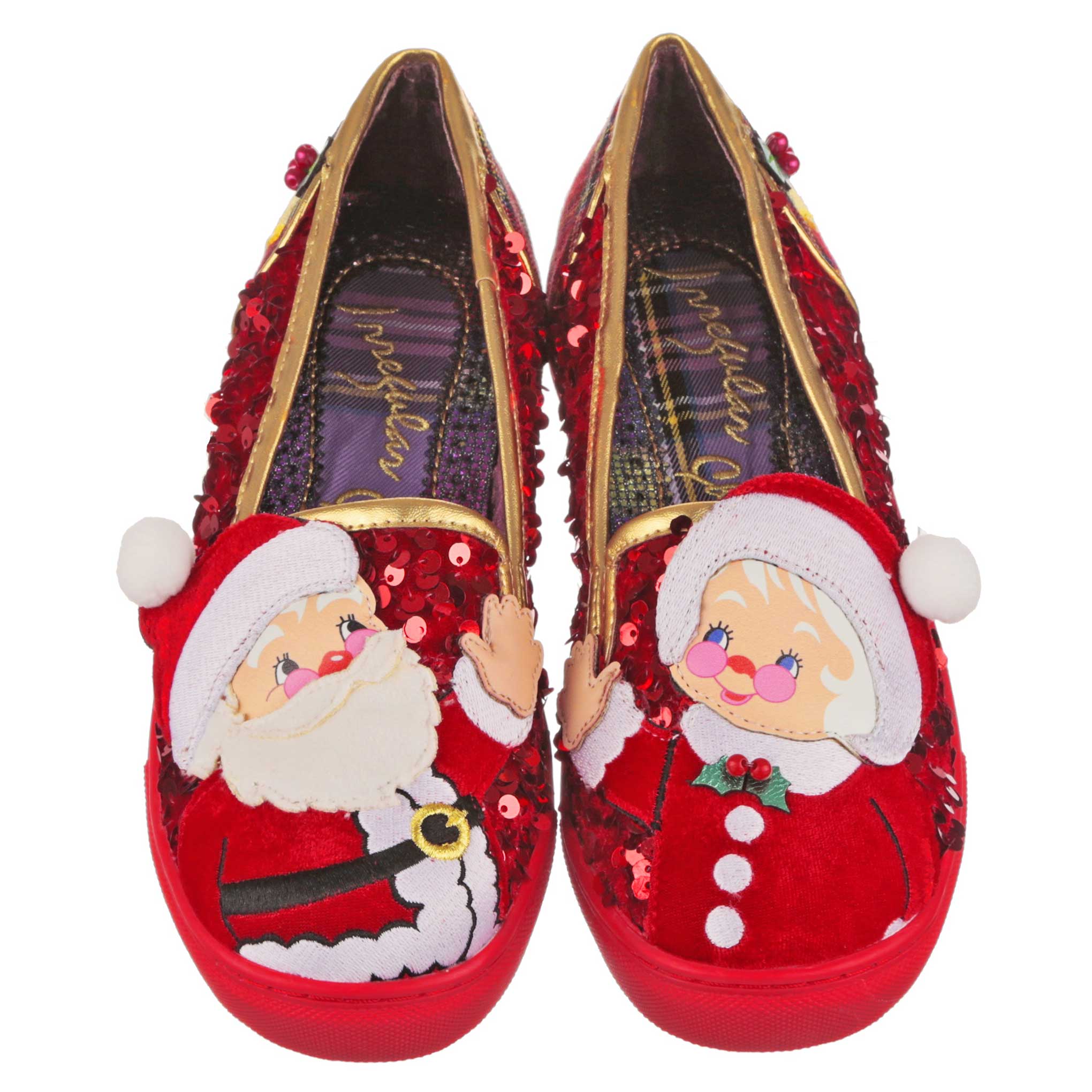 Irregular Choice Womens Sparkly Claus Trainers - Red