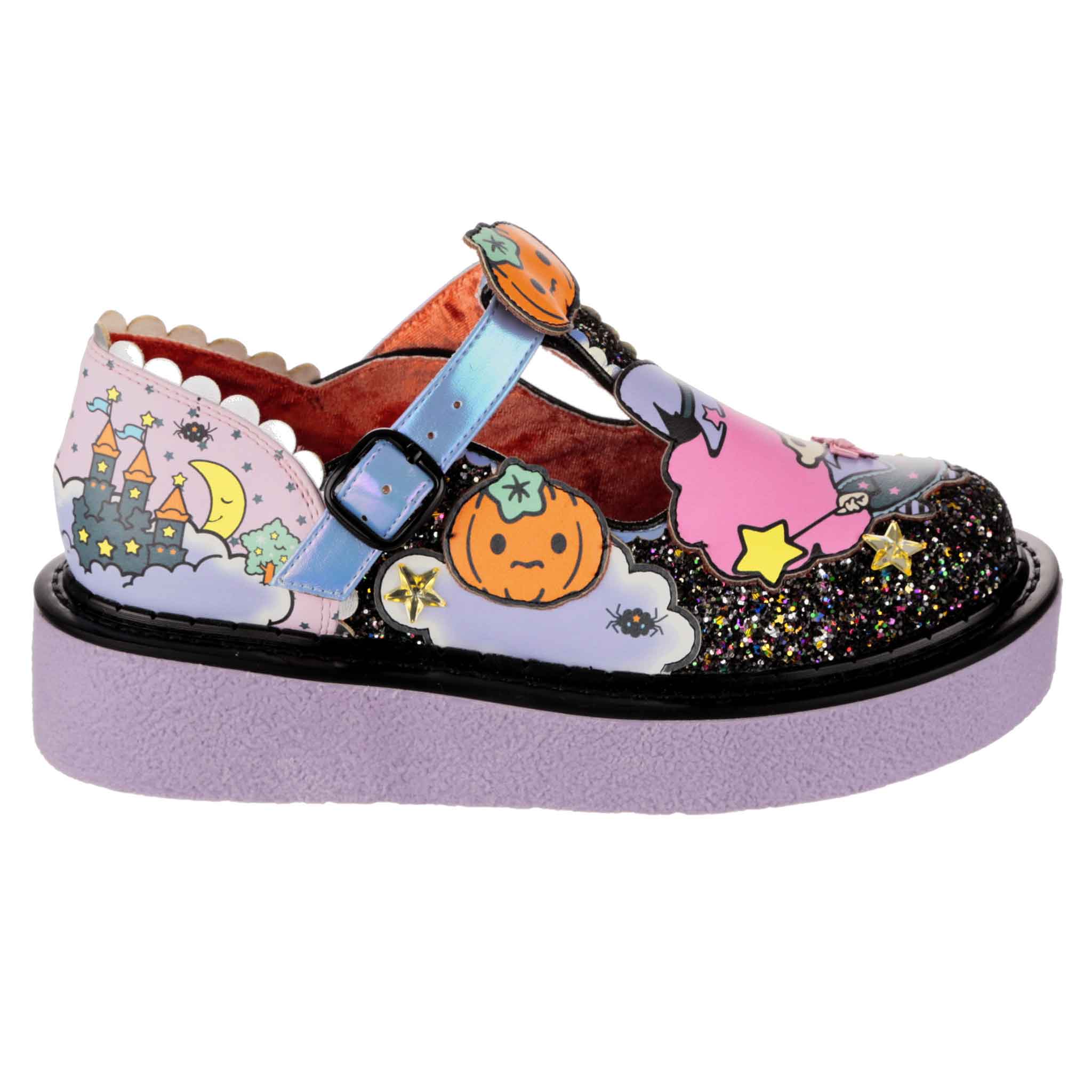 Irregular Choice Womens Hello Kitty Halloween Star Castle Platform Shoes - Petrol