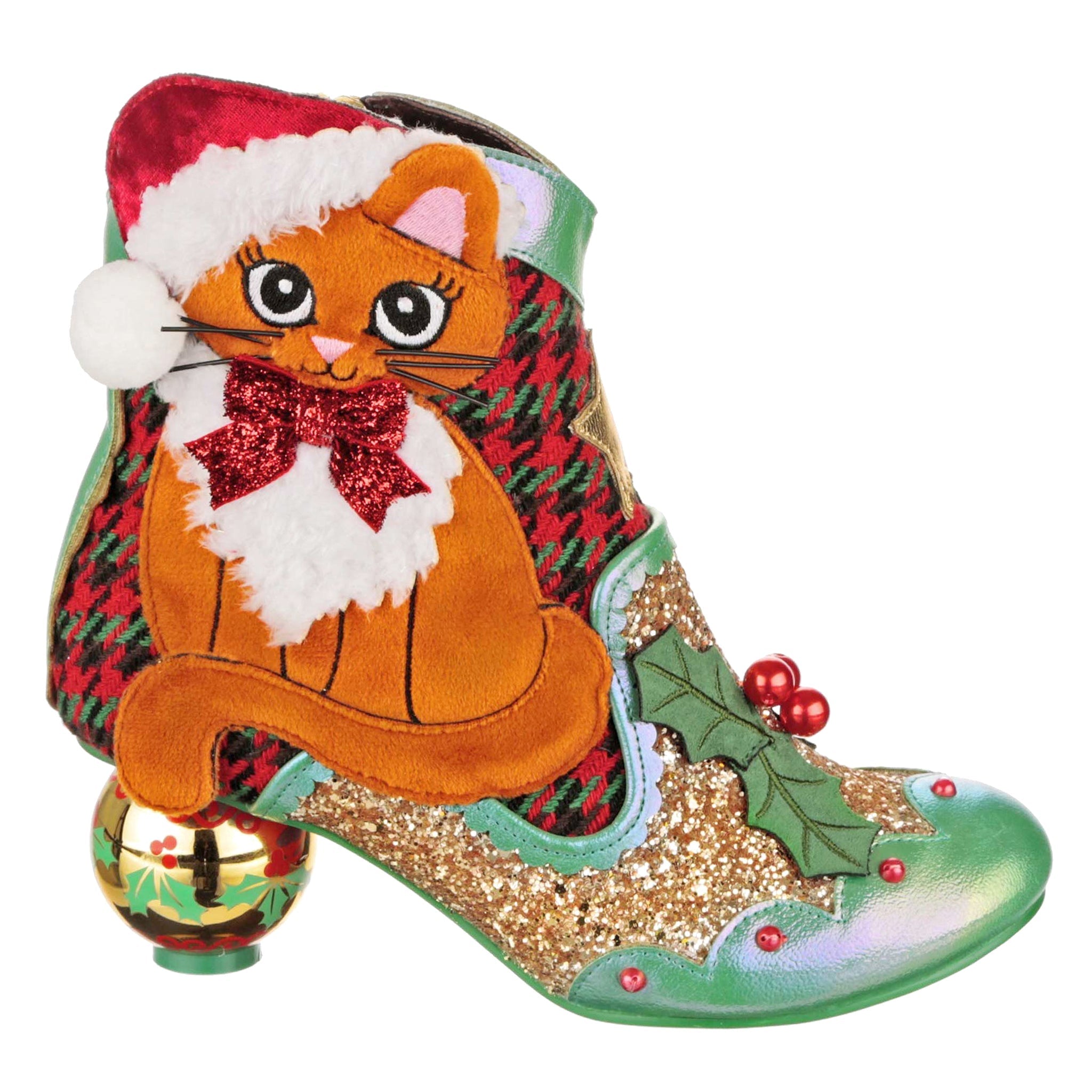 Irregular Choice Womens Christmas Kitty Ankle Boots - Red