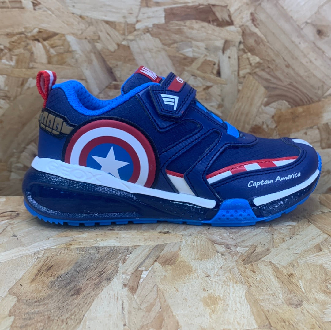 Geox Kids Marvel Captain America Light Up Trainers - Navy / Red