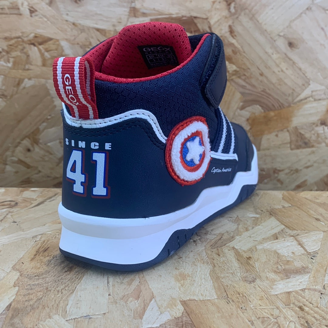 Geox Kids Marvel Captain America High Top Trainers - Navy / Red
