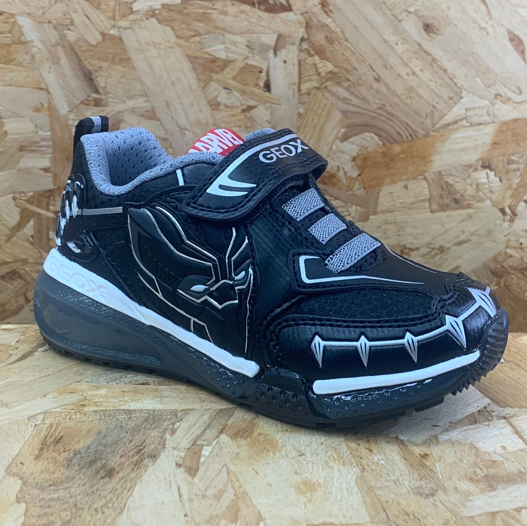 Geox Kids Marvel Black Panther Light Up Trainers - Black / Silver