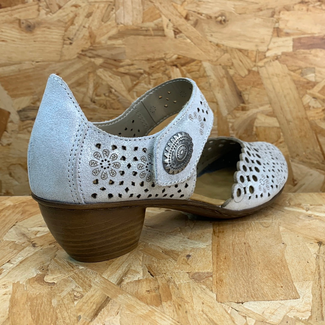 Rieker Womens Fashion Heel Sandal - Silver