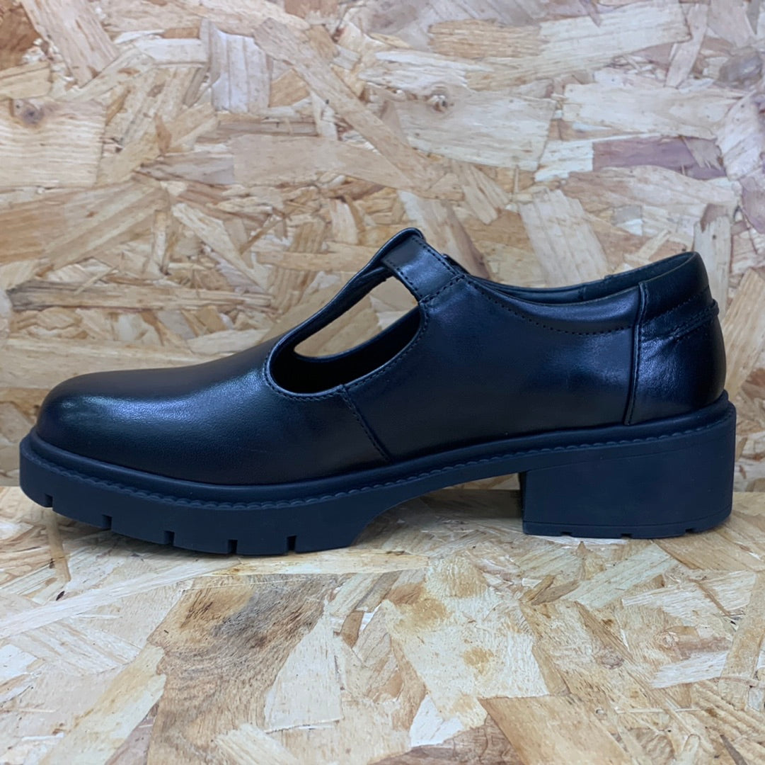 Teds Kids Brunel Smooth Leather T-Bar School Shoe - Black