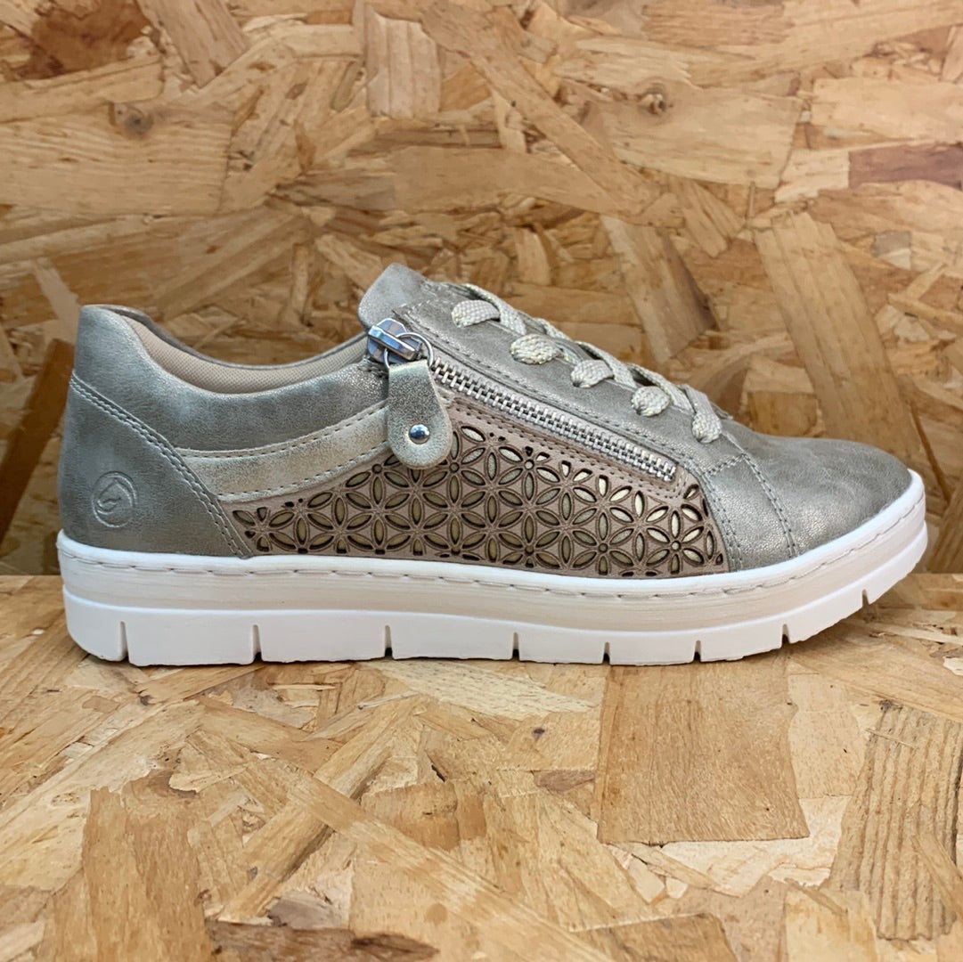 Remonte Womens Fashion Leather Trainers - Metallic