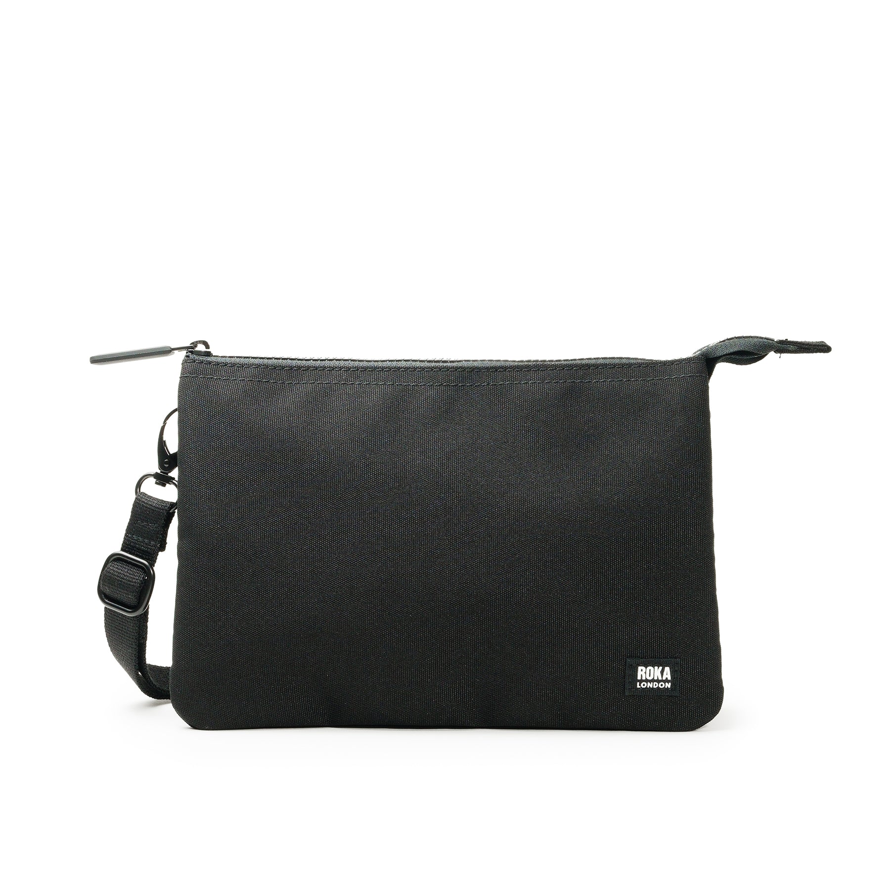 ROKA All Black Carnaby Crossbody Ash XL Recycled Canvas Bag