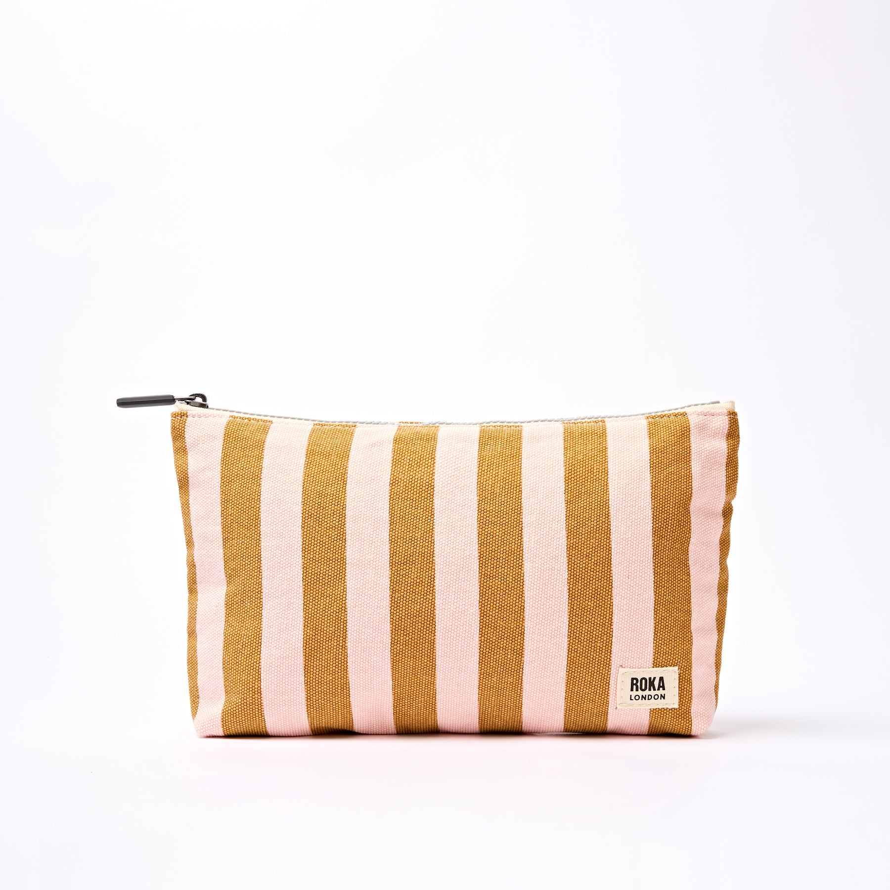 Rose Roka ROKA Maida Vale Pouch | Rose Gold Stripe Canvas