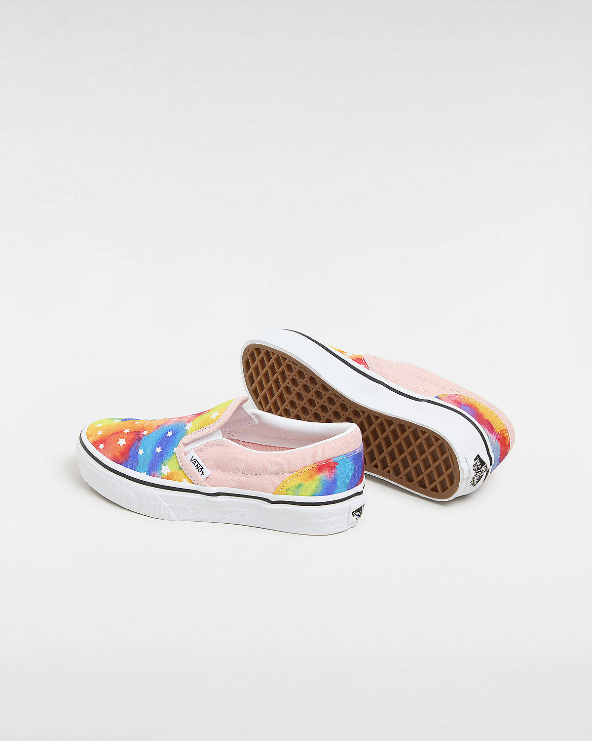 VANS Kids Classic Slip On Rainbow Galaxy Trainers Pink