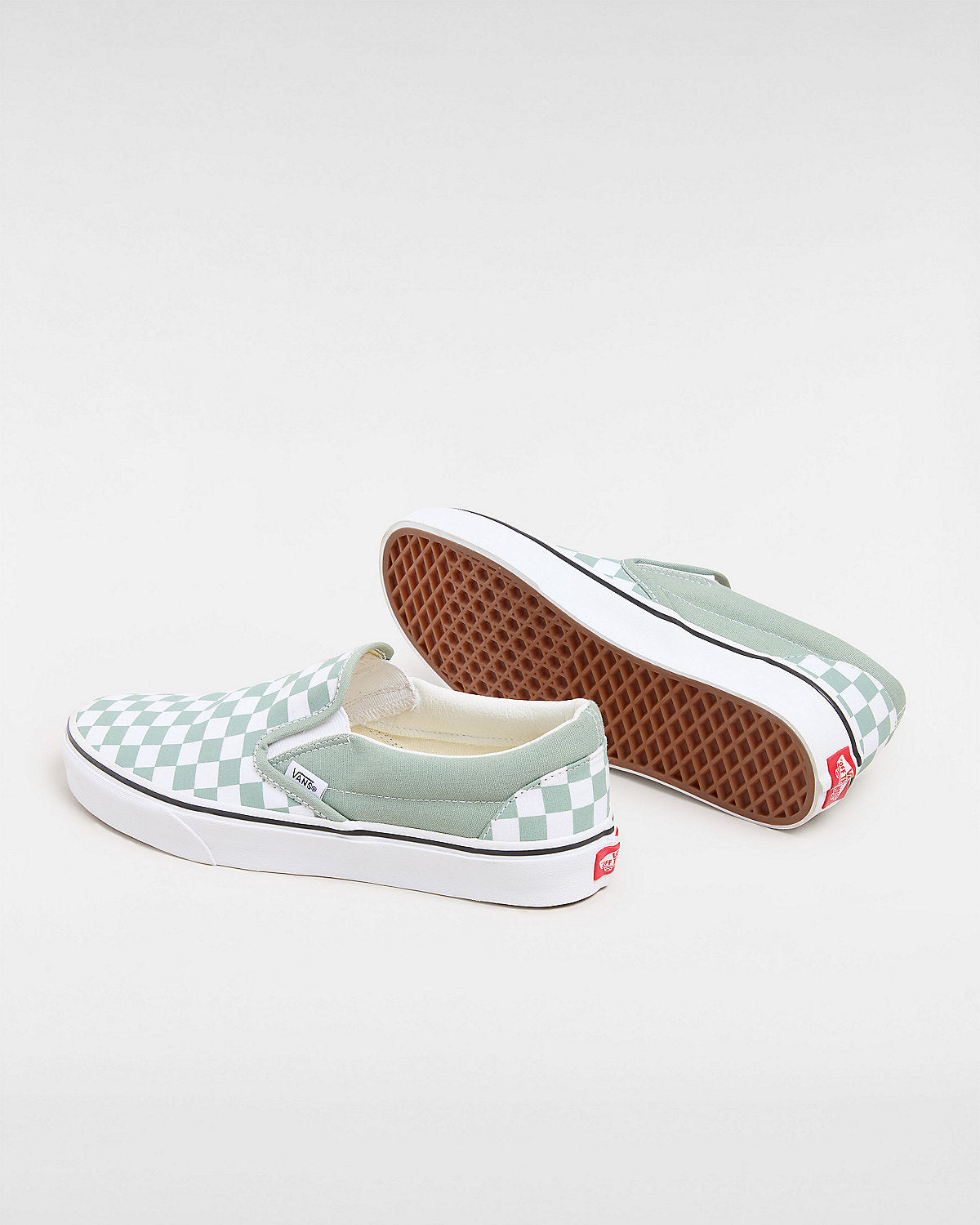 VANS Unisex Classic Slip-On Color Theory Checkerboard Trainers - Iceberg Green