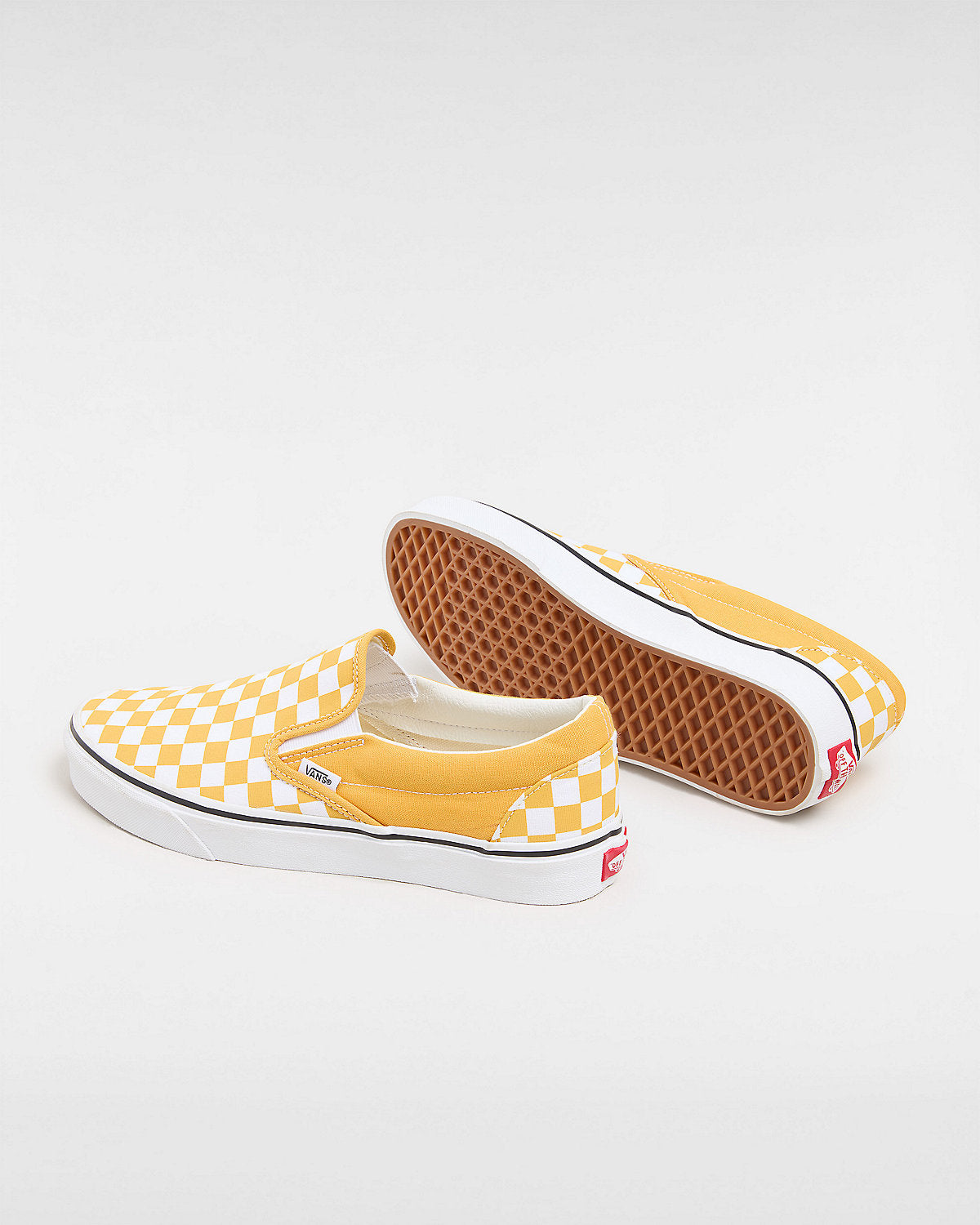 VANS Unisex Classic Slip-On Color Theory Checkerboard Trainers - Golden Glow