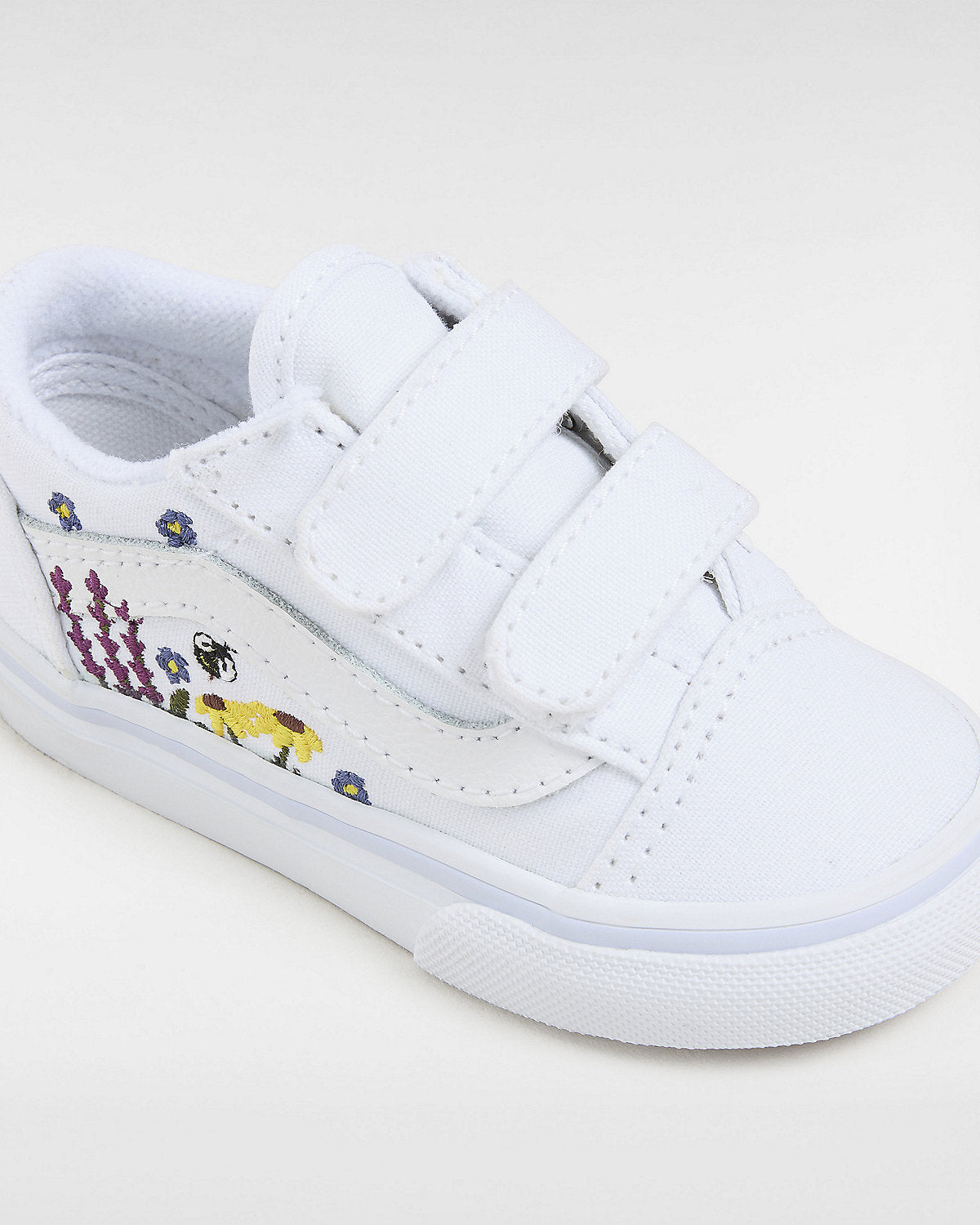 VANS Toddler Old Skool V Floral Embroidery Trainers - True White