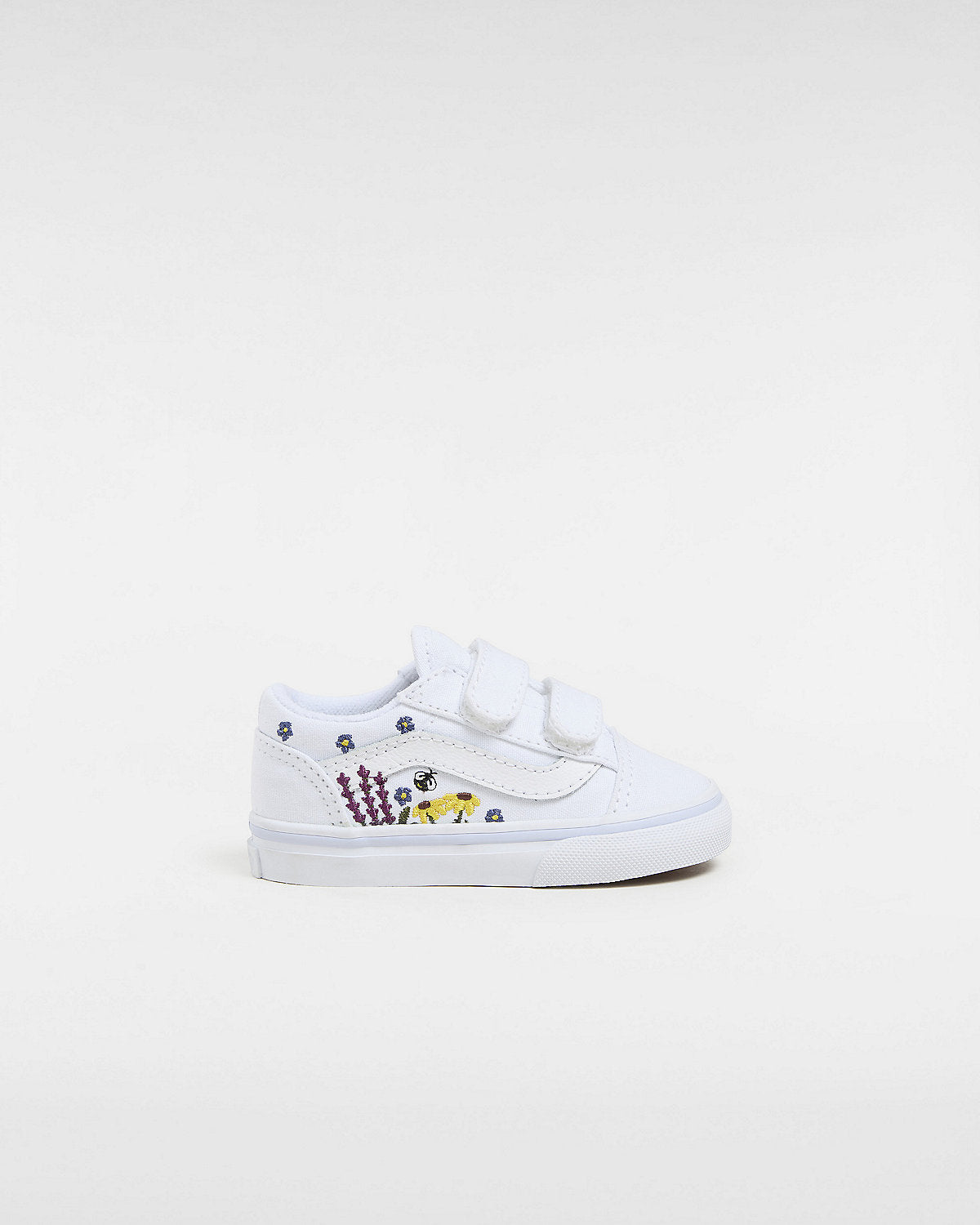 VANS Toddler Old Skool V Floral Embroidery Trainers - True White