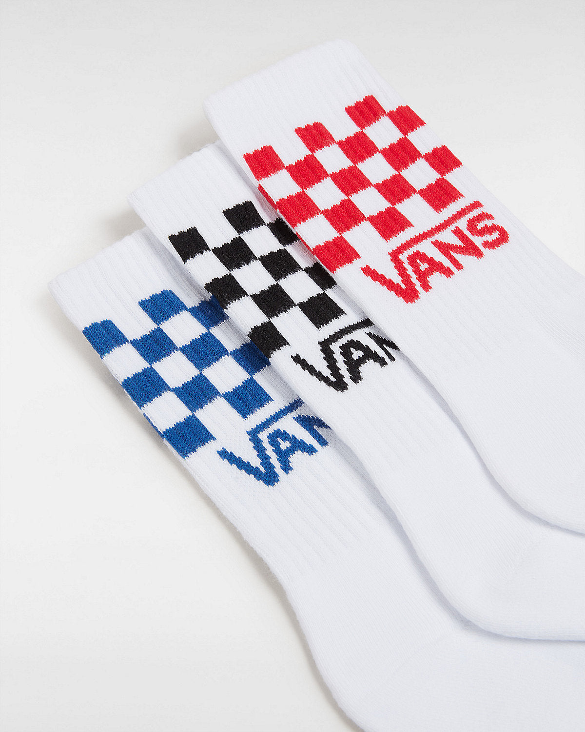 VANS Kids Classic Drop V Check Crew Socks (3 Pairs) - White