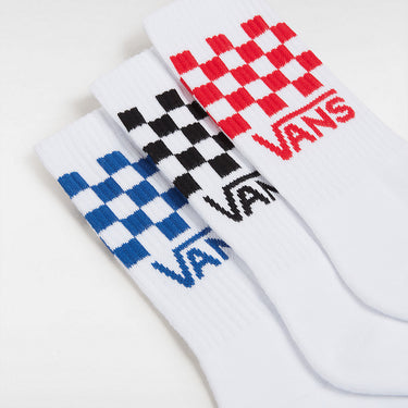 VANS Kids Classic Drop V Check Crew Socks (3 Pairs) - White