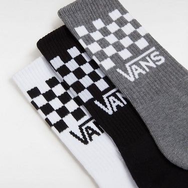 VANS Kids Classic Drop V Check Crew Socks (3 Pairs) - Black / White / Grey