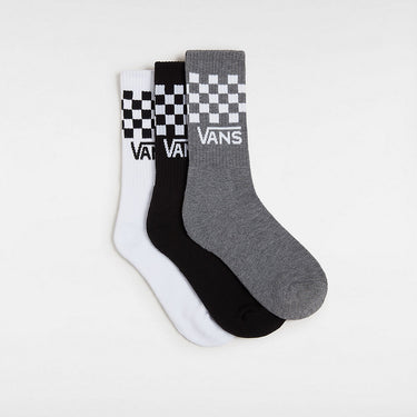 VANS Kids Classic Drop V Check Crew Socks (3 Pairs) - Black / White / Grey