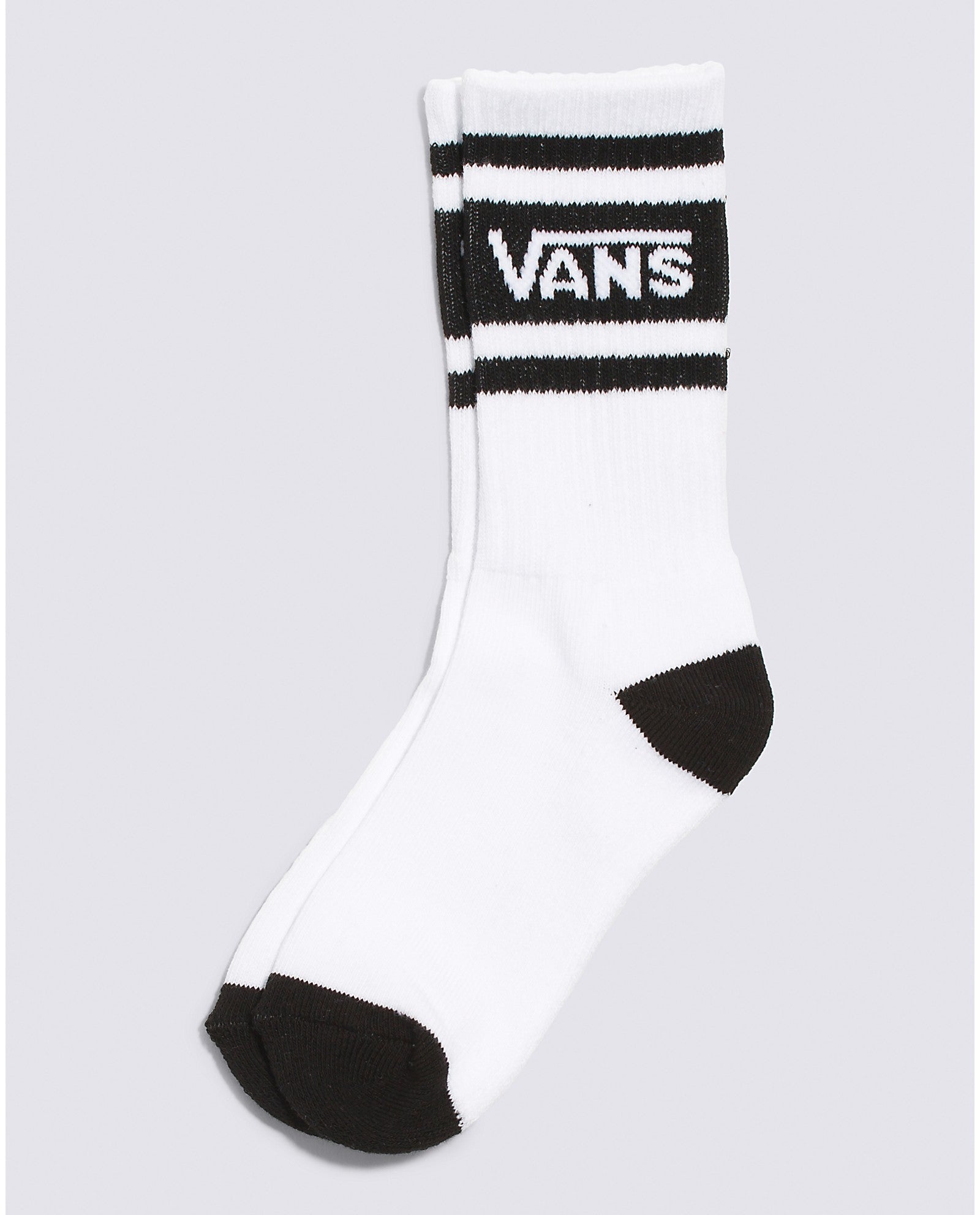 VANS Kids Drop V Logo Crew Socks (1 Pair) - White / Black