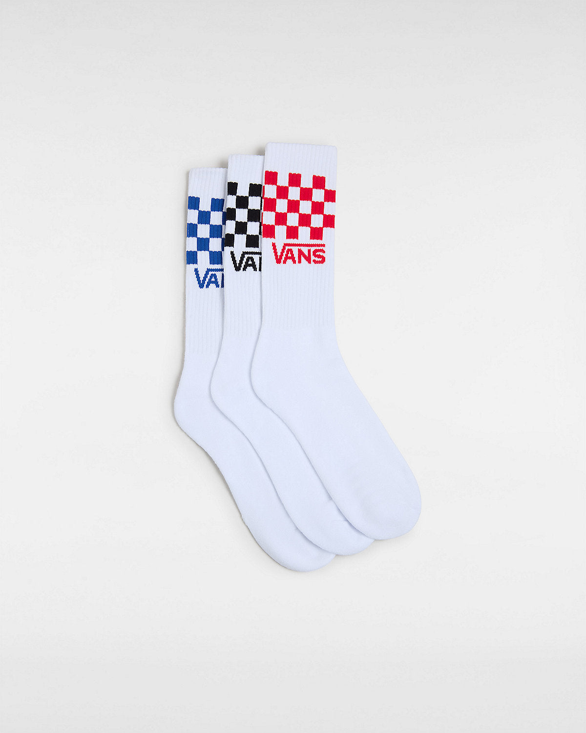 VANS Mens Classic Check Crew Socks (3 Pairs) - White